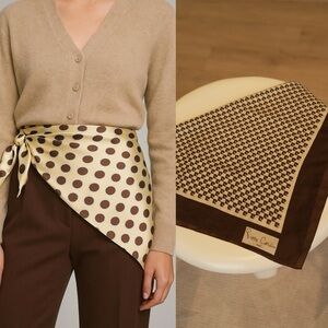Vintage Pierre Cardin Brown and Cream Scarf made in France